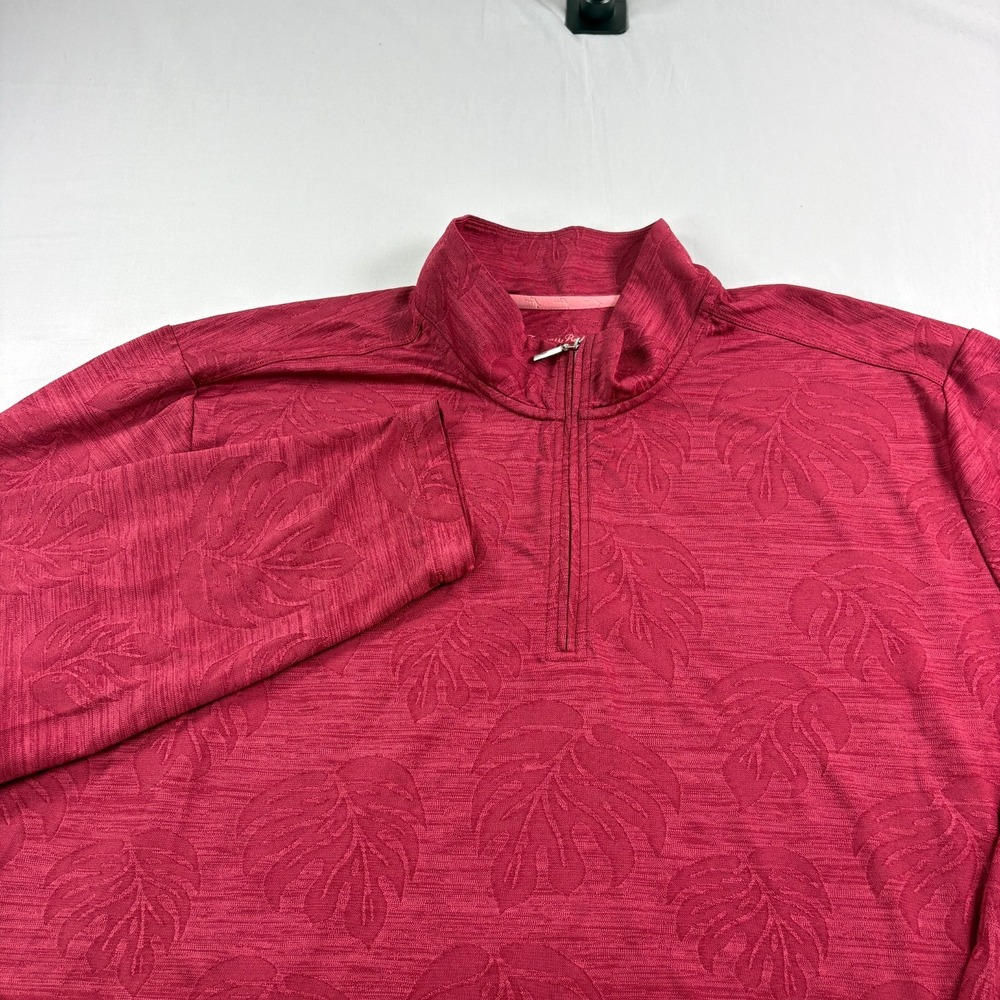 Tommy Bahama Shirt Mens 3XLT Tall Red Floral Islandzone 1/4 Zip Pullover Golf